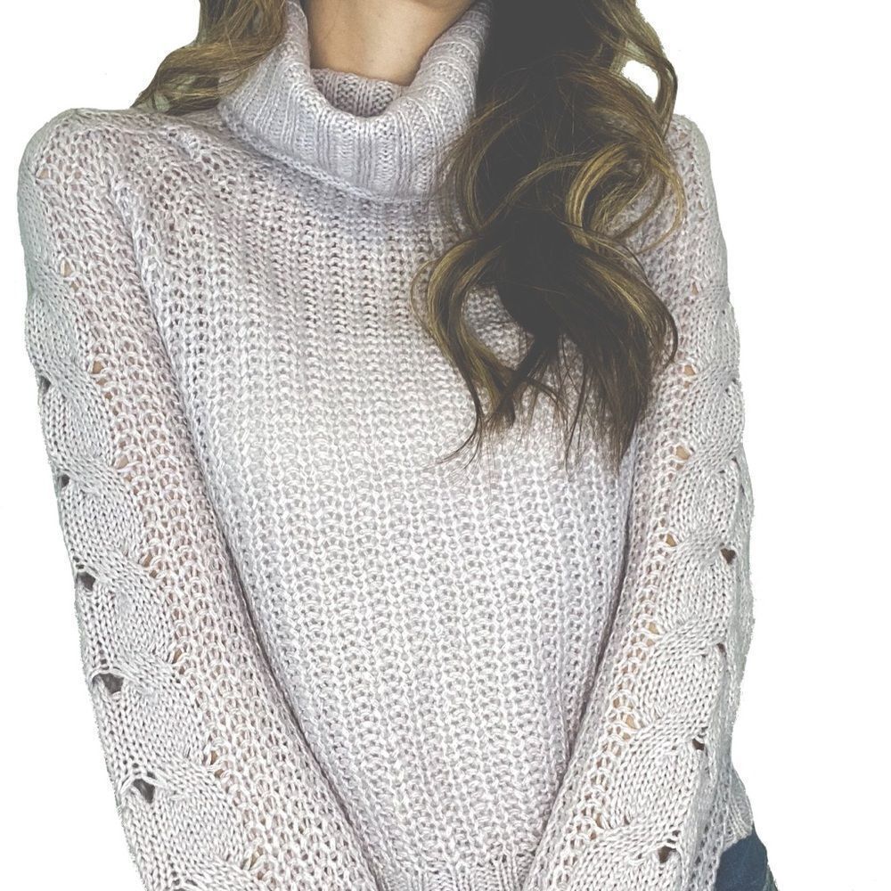 Planet Gold Women’s Misty Lilac Cable Knit Sweater Size XS